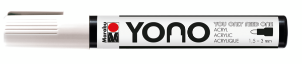 Marabu YONO Marker 1,5-3mm 070 white, akryylimaalitussi, pyöreä kärki
