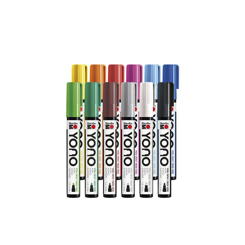 Marabu YONO Marker set 12 x 1.5-3 mm, 019,013,125.014.256.053.061.067.285.078.070.073