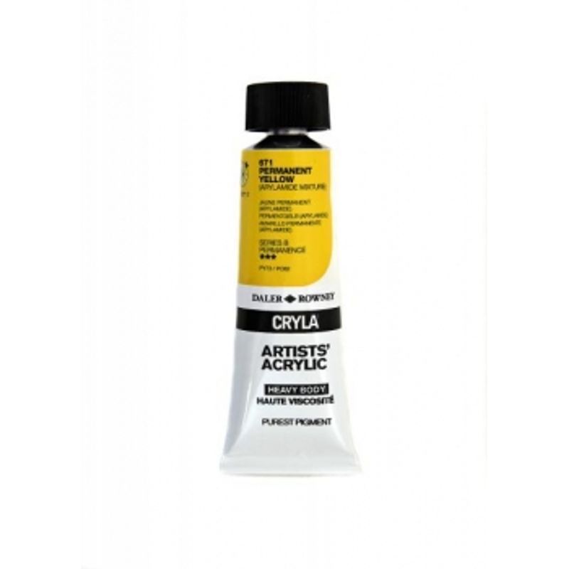 PA. DR Cryla acrylic 75ml 671 Permanent yellow (B), taiteilija-akryyliväri