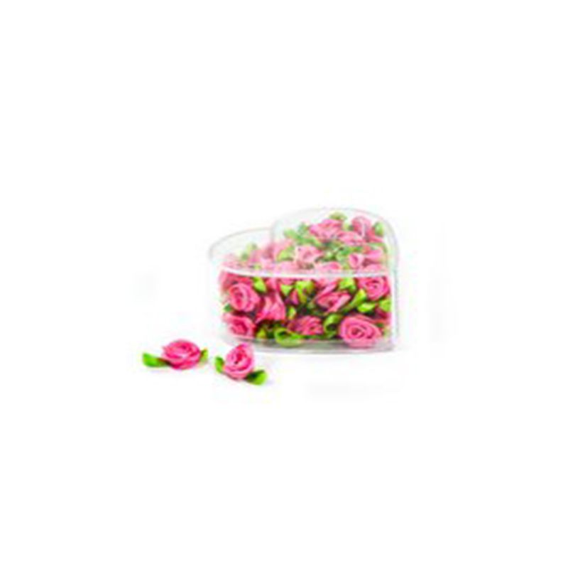 P. PRACHT Koristeruusut 13mm rosa 35kpl sydänboxi