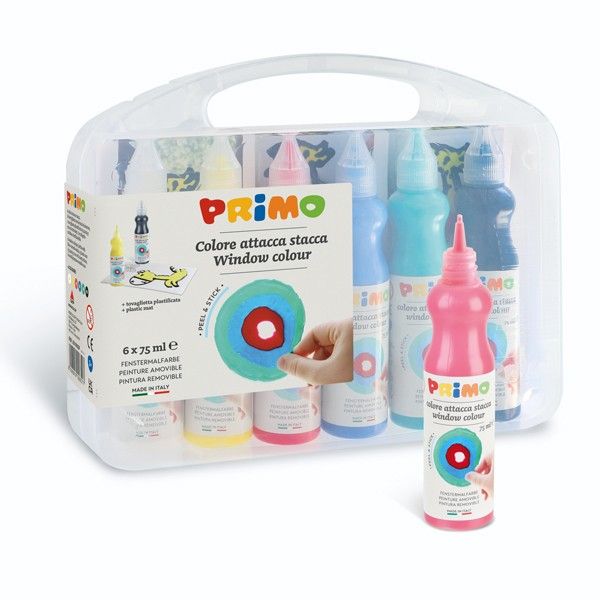 PRIMO ikkunavärit 6x80ml säilytyskotelossa, muovikotelossa