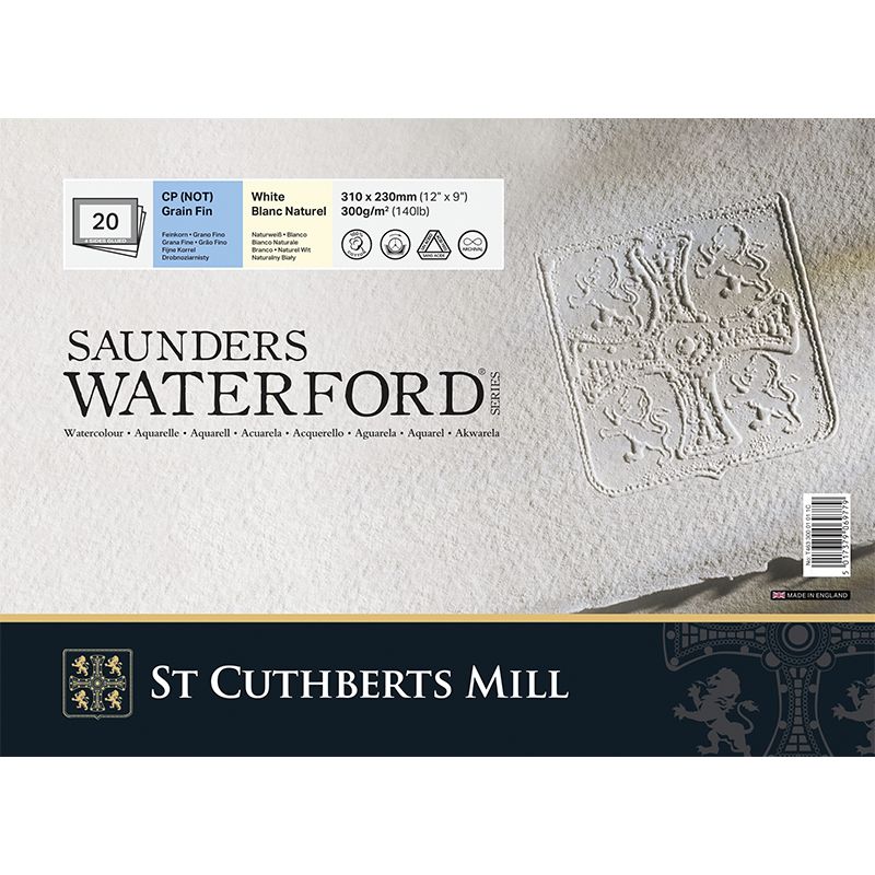 SCM Saunders lehtiö 31x23cm (20L4) PK Cold Pressed, 100% Cotton Natural White