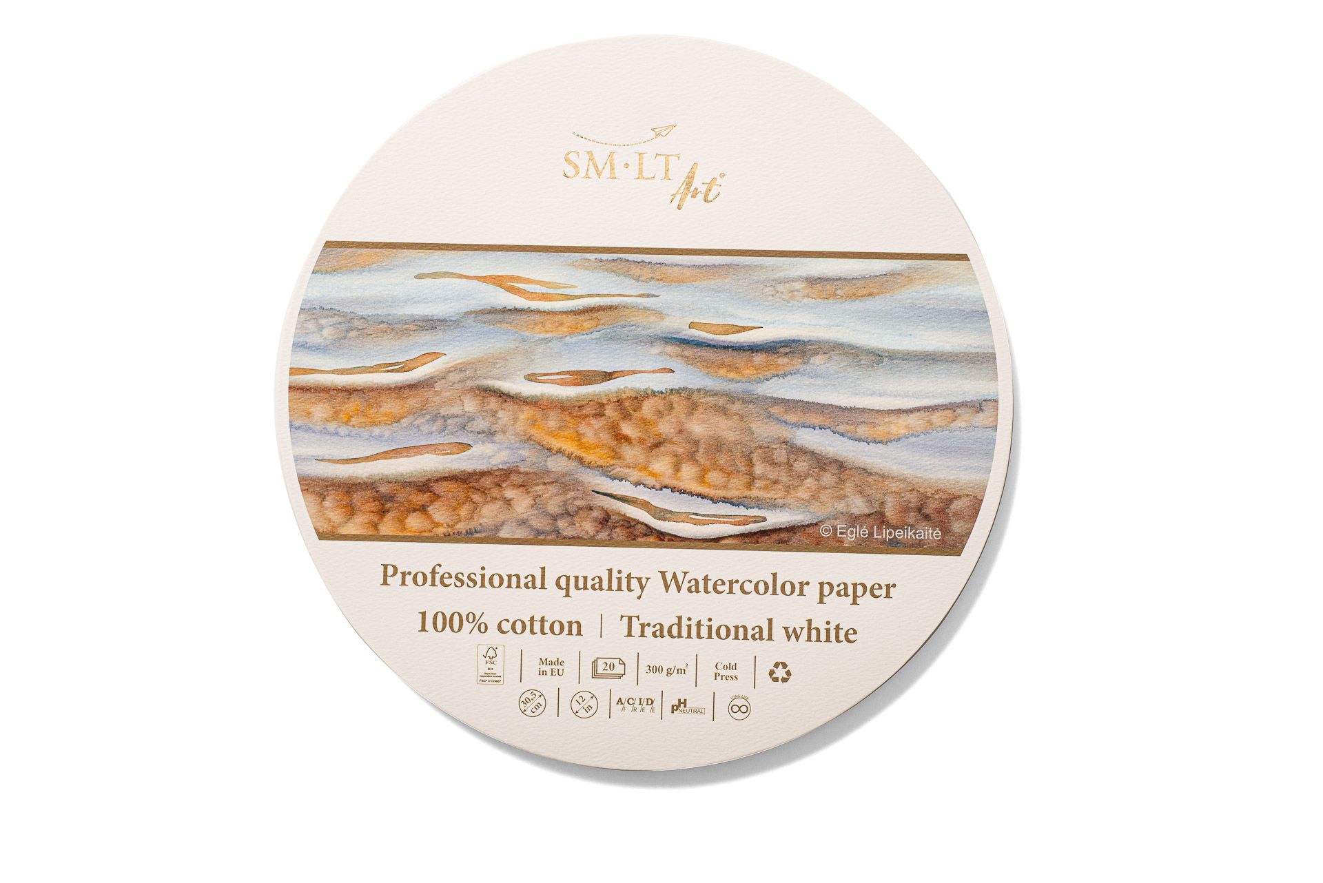 SMLT Pro Pyöreät akvarellipaperit 30,5cm/20 300g, 100% puuvillaa