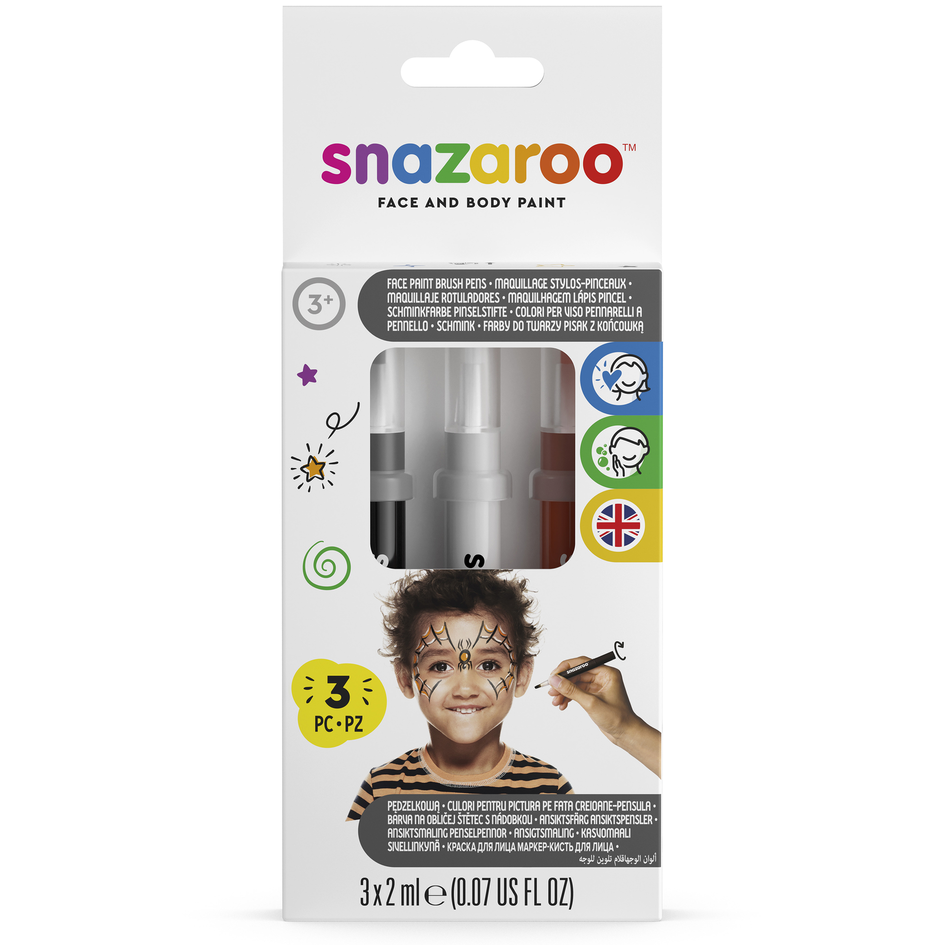 Snazaroo Brush Pens Halloween, red, gold, blue