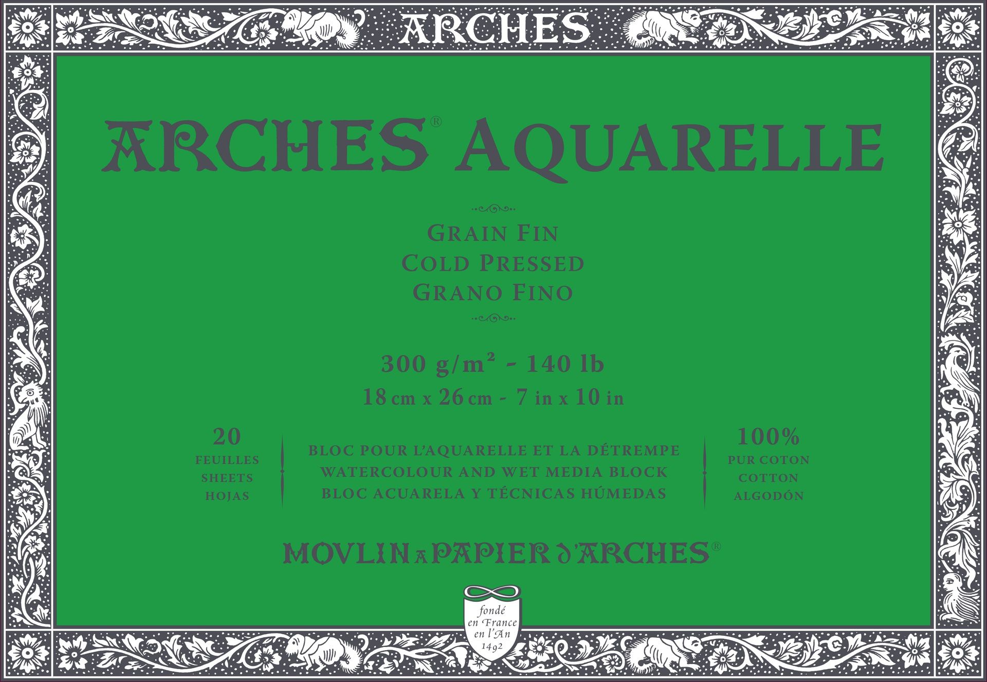 T Canson Arches Aquarelle CP 18x26 cm 300G NAWH Bl