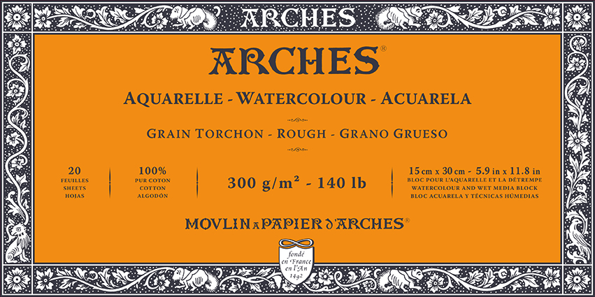 T Canson Arches Aquarelle RG 15x30 cm 300G NAWH Bl