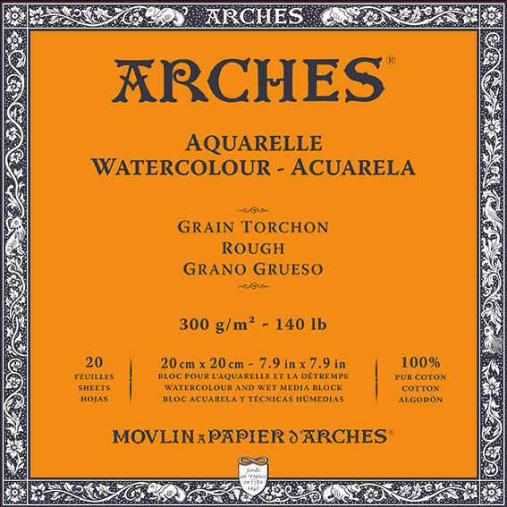 T Canson Arches Aquarelle RG 20x20 cm 300G NAWH Bl