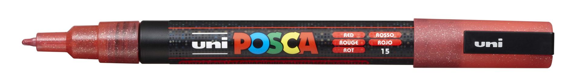 T UNI POSCA Marker PC-3M 0,9-1,3mm 15 red glitter, 40
