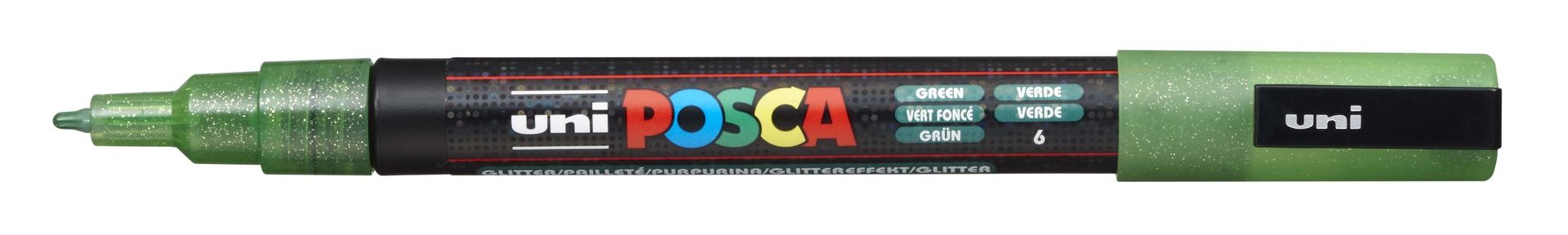 T UNI POSCA Marker PC-3M 0,9-1,3mm 6 green glitter, 36