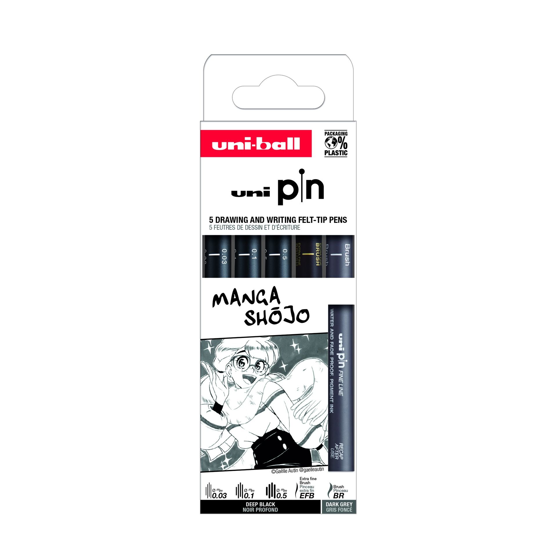 UNI PIN kuitukärkikynä 5 kpl Manga Shojo