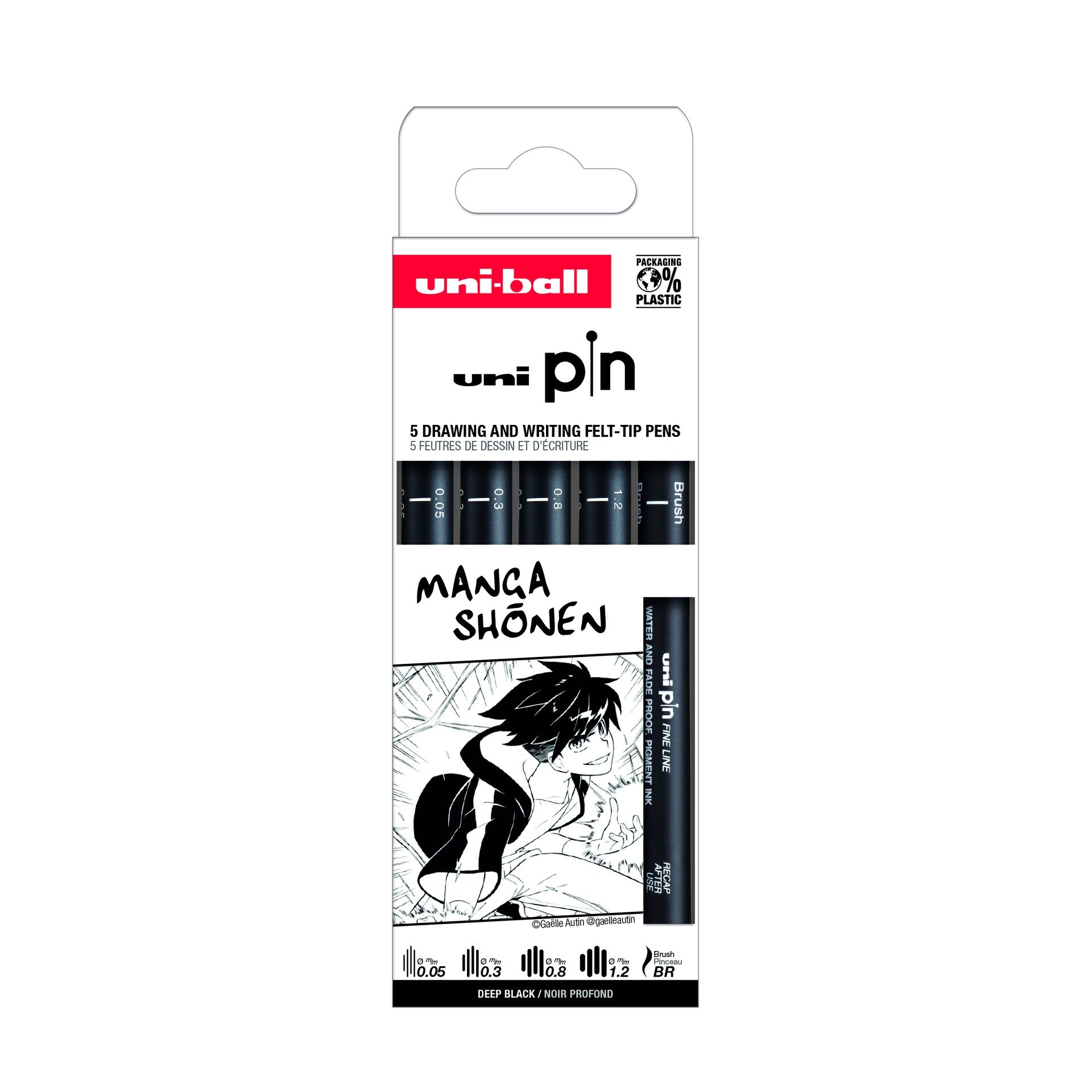 UNI PIN kuitukärkikynä 5 kpl Manga Shonen
