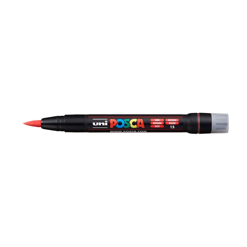 UNI POSCA Brush Marker PCF-350 8mm 15 red, 40 sivellintussi
