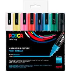UNI POSCA Marker 8 kpl PC-5M 1,8-2,5mm perusvärit