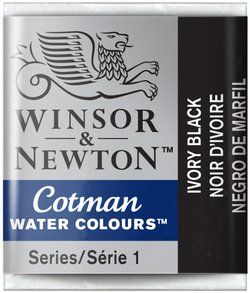 WN Cotman 1/2 (1,7ml) 331 Ivory Black, akvarellivärinappi x