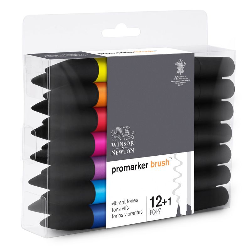 WN Promarker Brush 12+1 Vibrant tones, sivellintussilajitelma