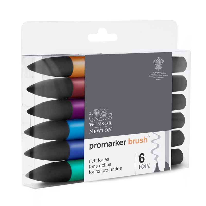 WN Promarker Brush Rich tones 6-lajitelma, sivellintussilajitelma