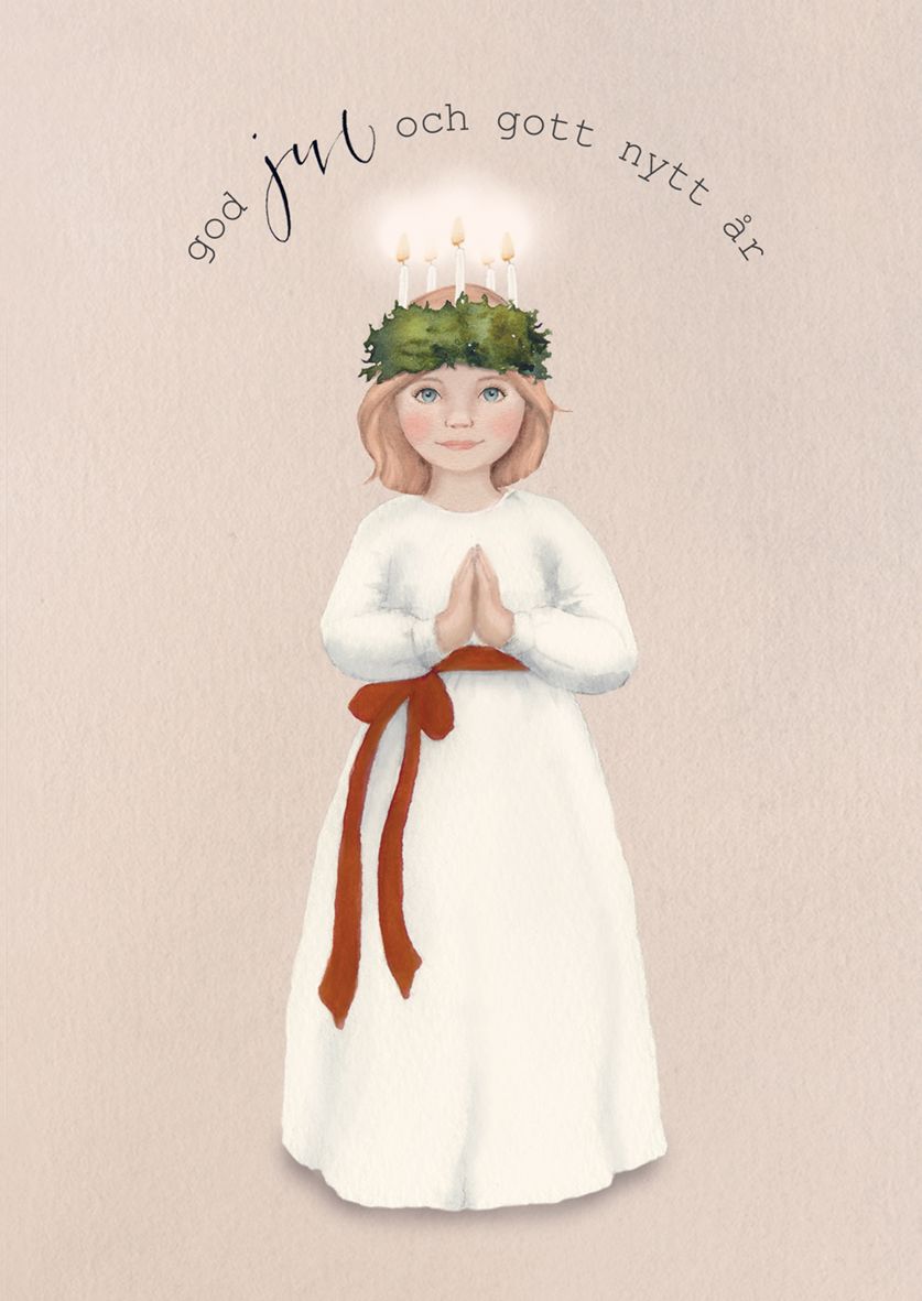 2-osainen kortti joulu Henna Adel - "Gud jul och gott nytt år" Lucia