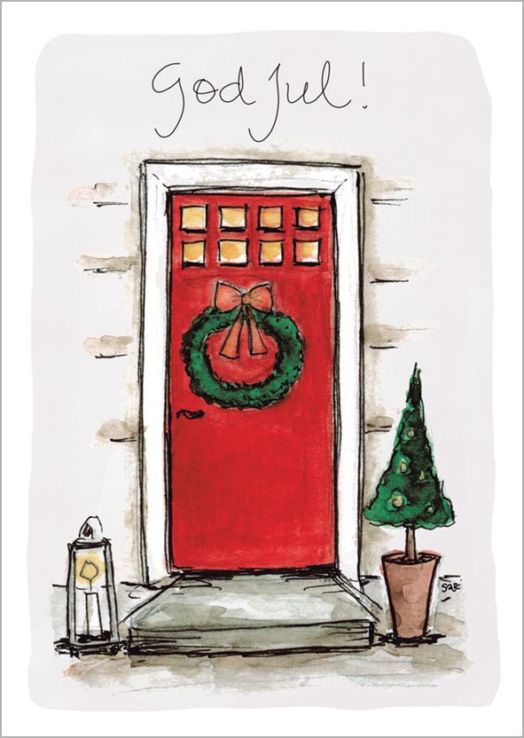 Postikortti joulu Sari's Artwork - Jouluovi, God jul!