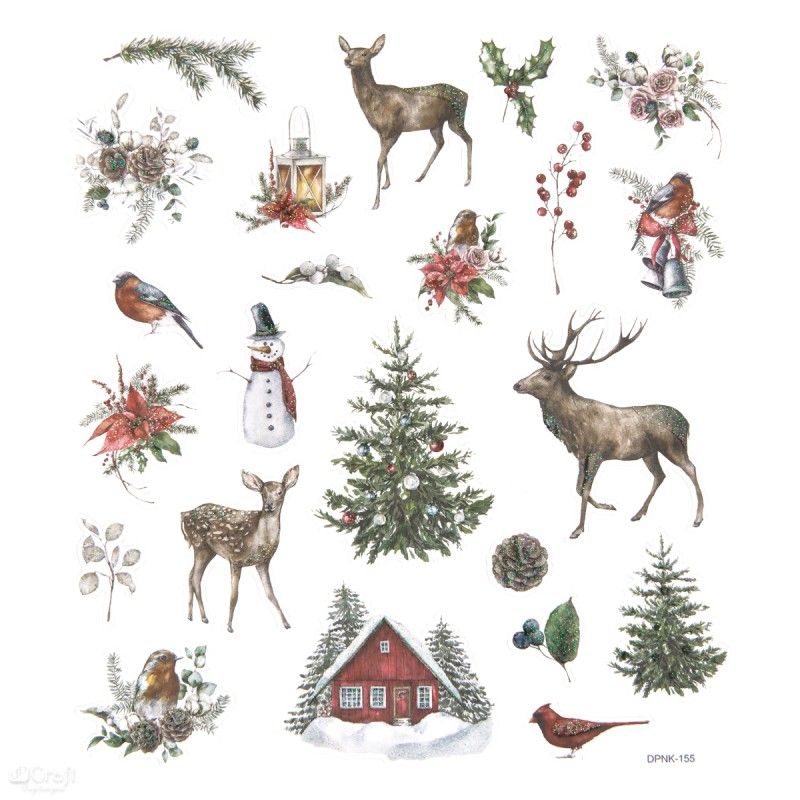 DPC tarra-arkki 15x17 cm 23 kpl Jouluinen luonto glitter