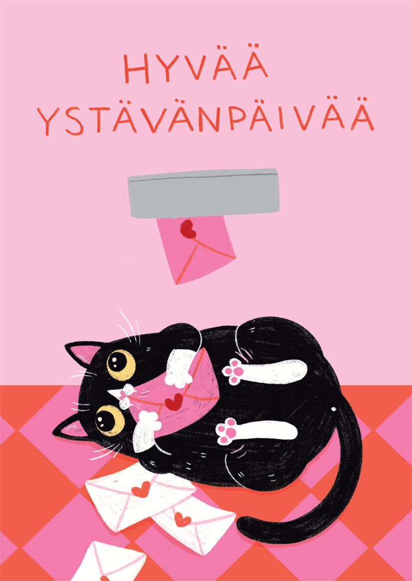 Ystävänpäiväkortti Kaisu Sandberg - Helvi-kissa, Hyvää joulua!