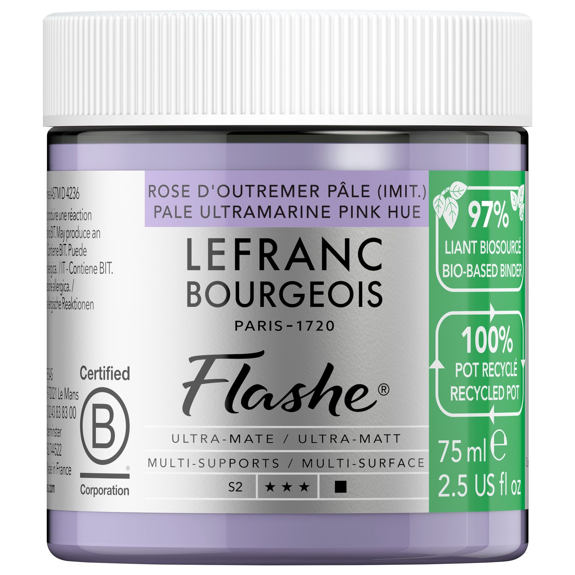 Vinyylimaali 75 ml LB Flashe BIO (600) Pale Ultramarine Pink Hue