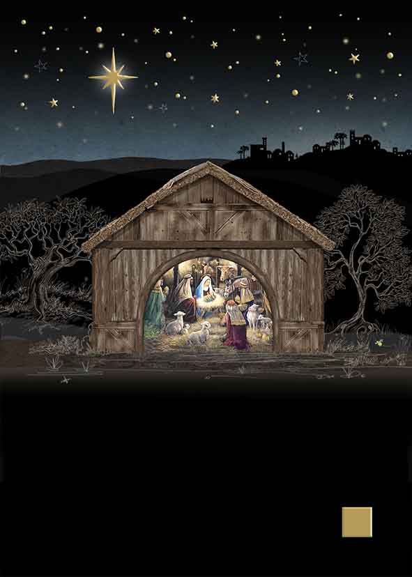 2-osainen kortti joulu Bug Art - Nativity Stable