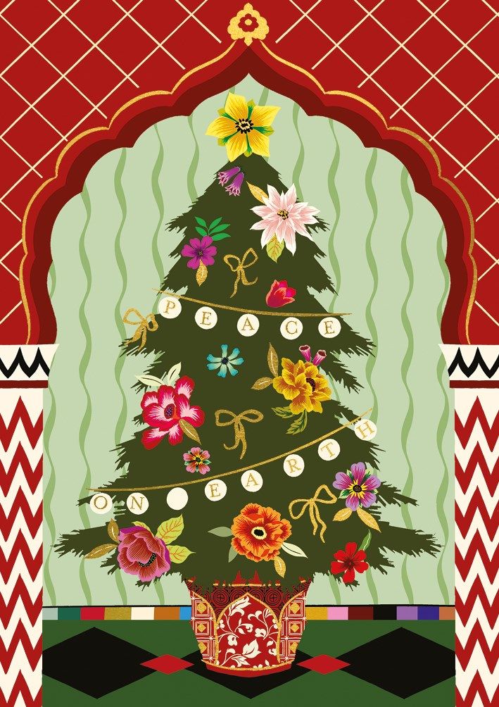 2-osainen joulukortti The Art File - Peace on Earth Tree