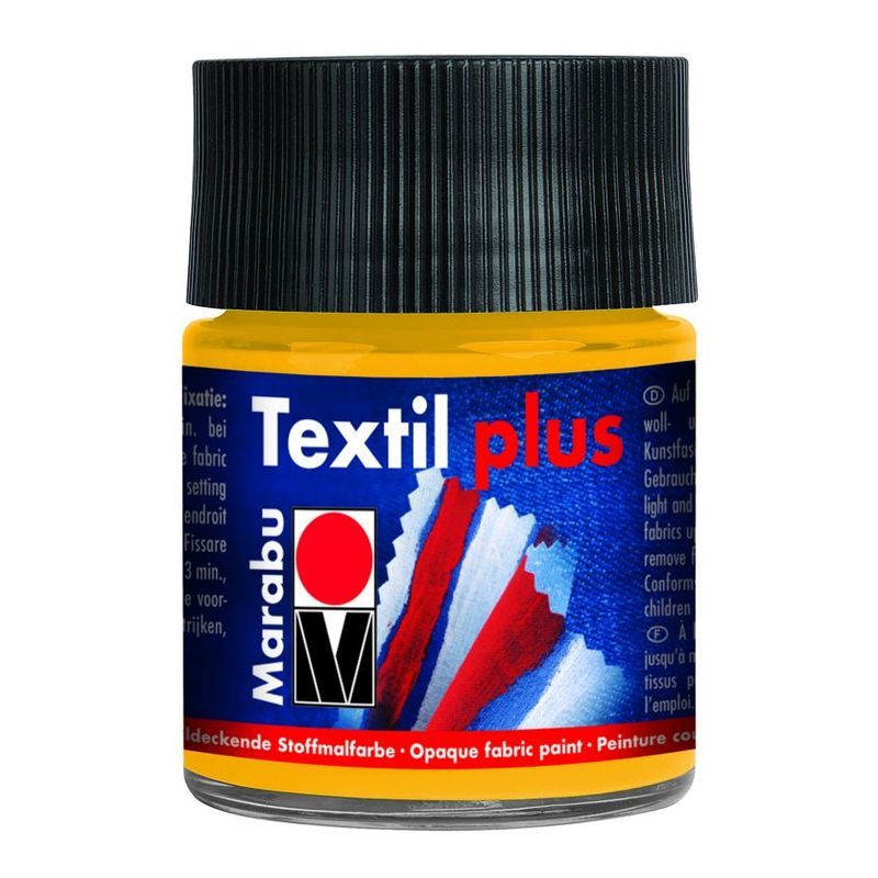 Marabu Tekstiiliväri PLUS 50ml 021 medium yellow, vaaleille ja tummille kankaille
