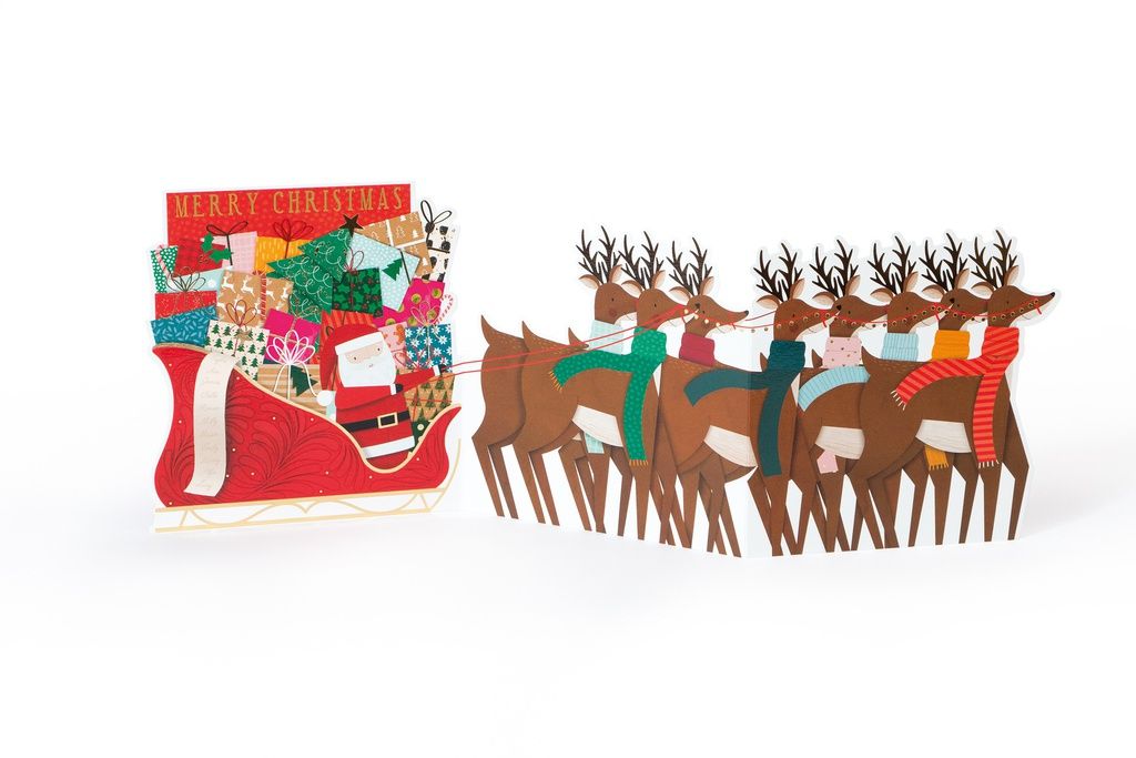 2-osainen joulukortti The Art File - Santa & Reindeers