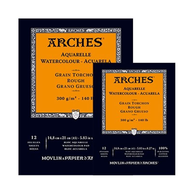 Arches 300g A3 29,7x42cm (12L1) karkea, 100% lumppu akvarellilehtiö