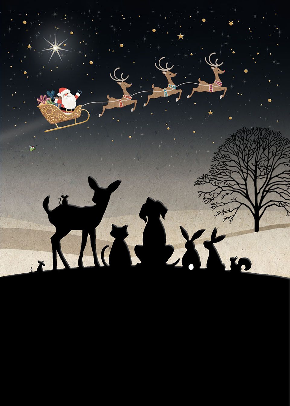 2-osainen kortti joulu Bug Art - Santa Gazing