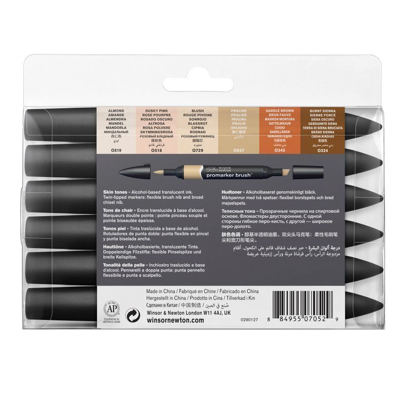 WN Promarker Brush Skin tones 6 Set 1, sivellintussilajitelma
