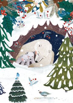 2-osainen kortti joulu Roger la Borde - Polar bear bow