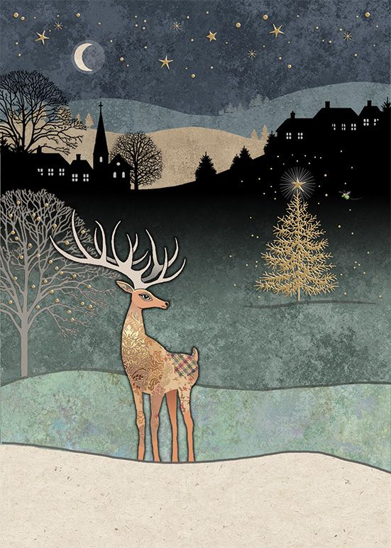 2-osainen kortti joulu Bug Art - Town Stag