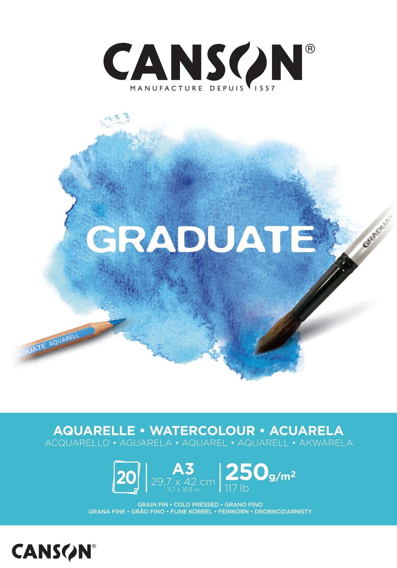 Canson Graduate Watercolor 250g A3 (20), akvarellilehtiö