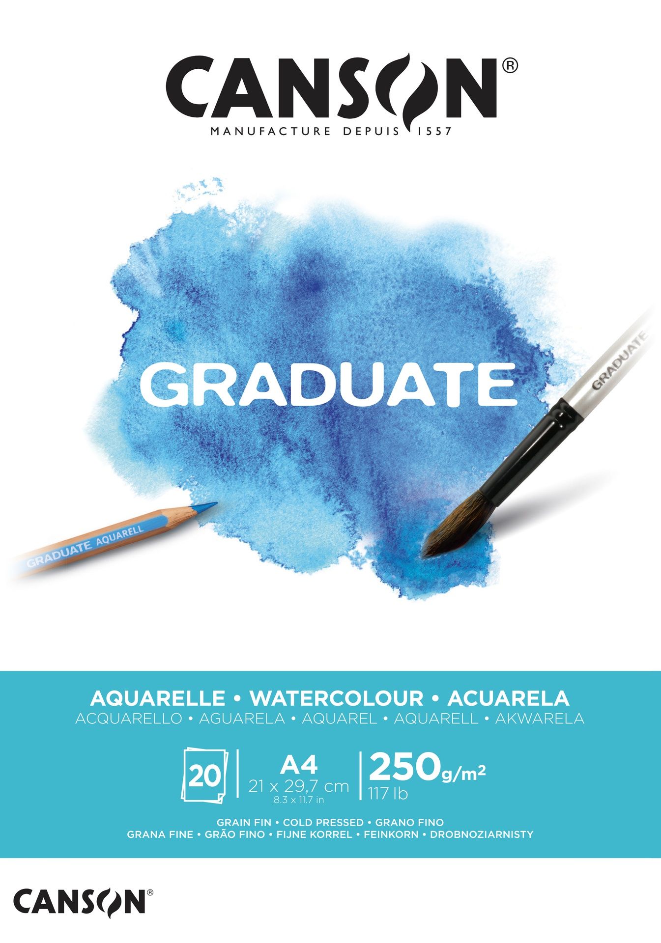 Canson Graduate Watercolor 250g A4 (20), akvarellilehtiö
