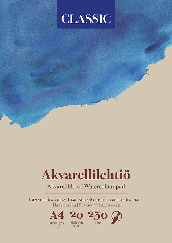 Classic akvarellilehtiö 250g A4 (20), 2-sivu liimattu karkea
