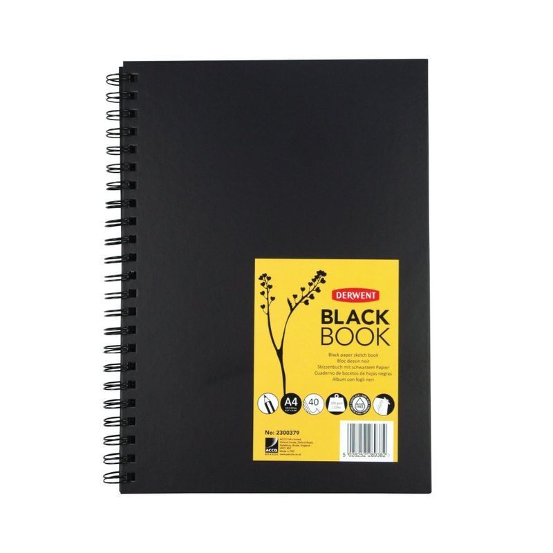 Derwent Black Book A4 200g (40) kierrelehtiö