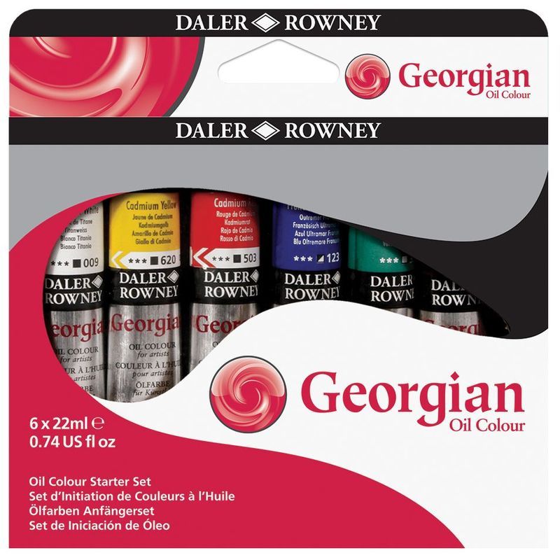 DR Georgian öljyväri Starter set 6x22ml, Sis.värit: 009,651,503,123,382,221