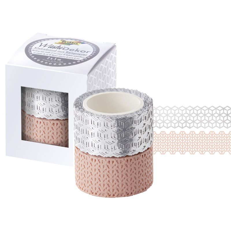 FOLIA washi-pitsiteipit 2kpl 25mmx5m rose-hopea, 0