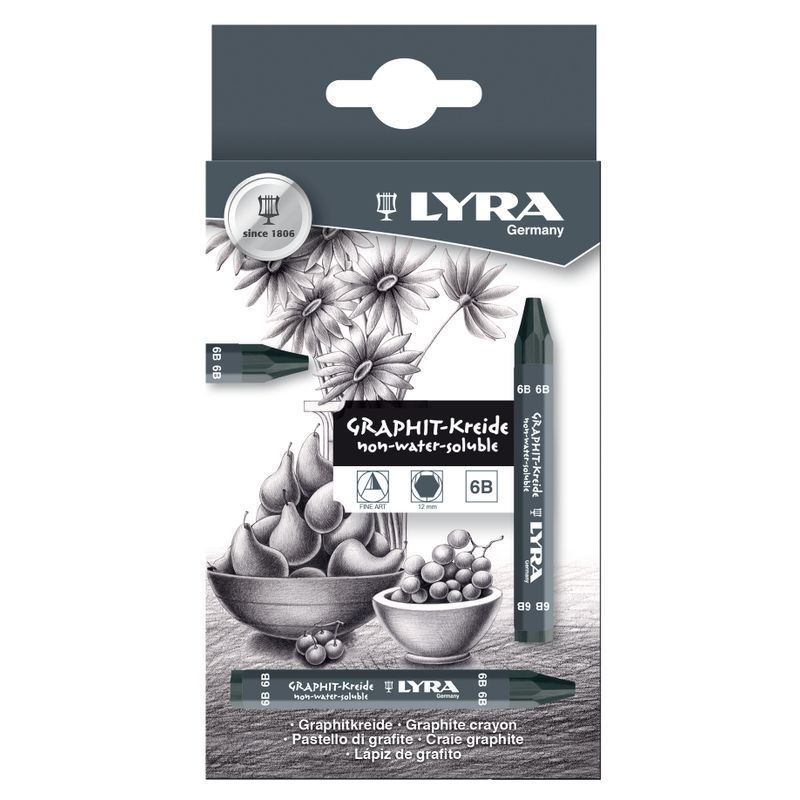 LYRA Grafiittiliitu 6B pahvikotelo ø 12mm, ei vesiliukoinen