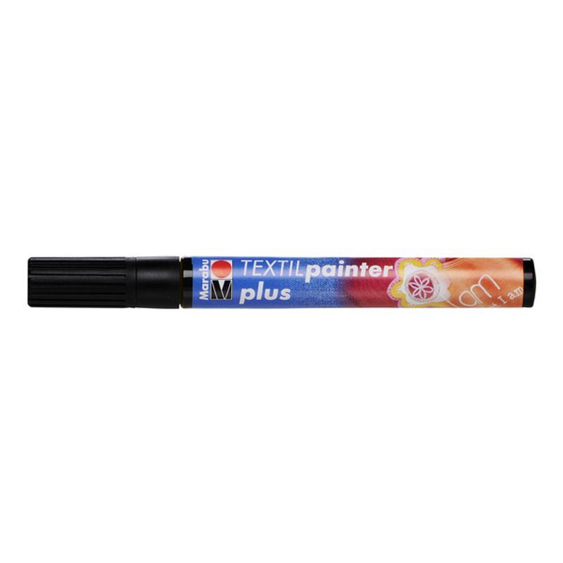 Marabu Tekstiilitussi PLUS 073 3mm musta, vaaleille ja tummille kankaille