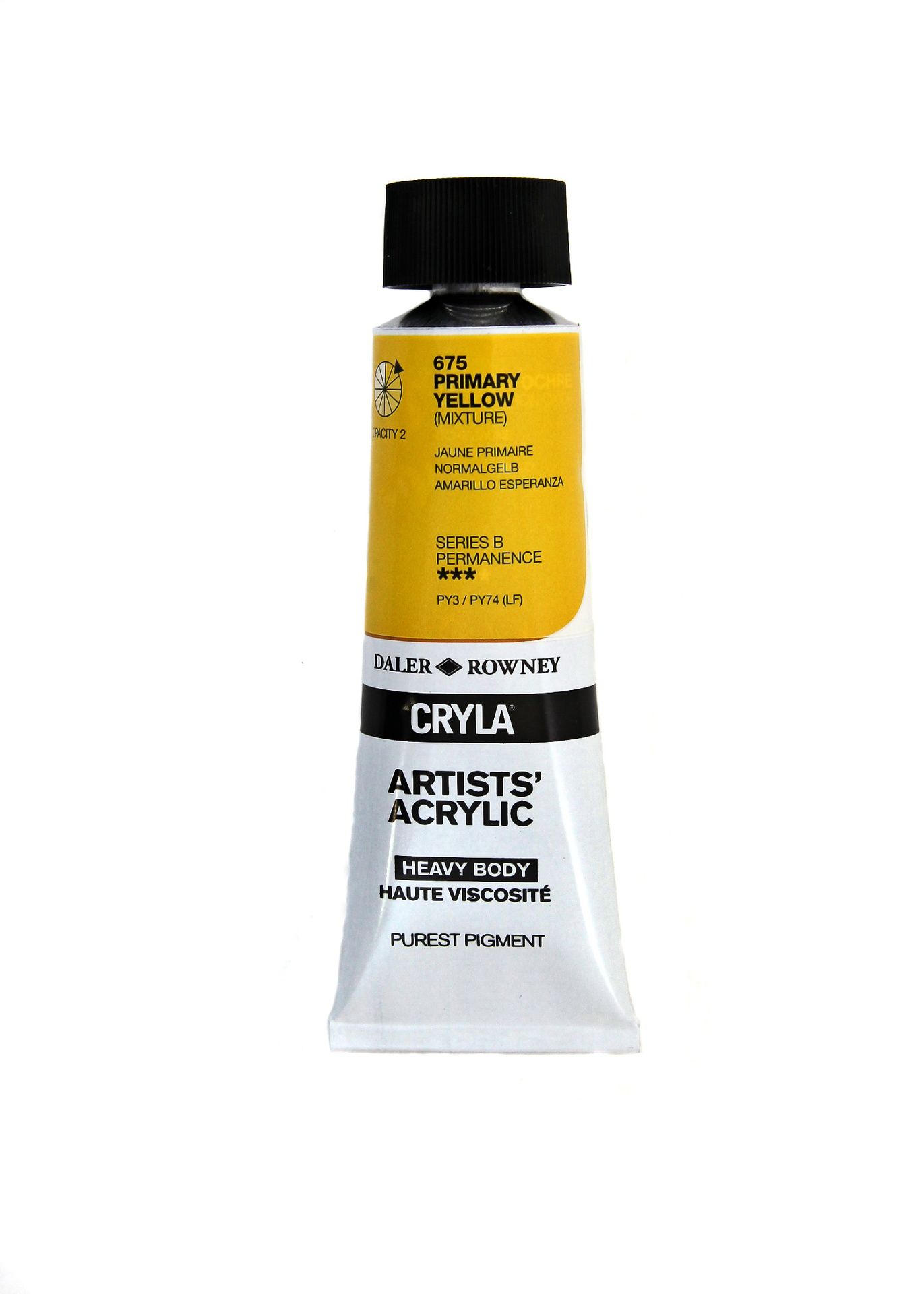 PA. DR Cryla acrylic 75ml 675 Primary yellow (B), taiteilija-akryyliväri
