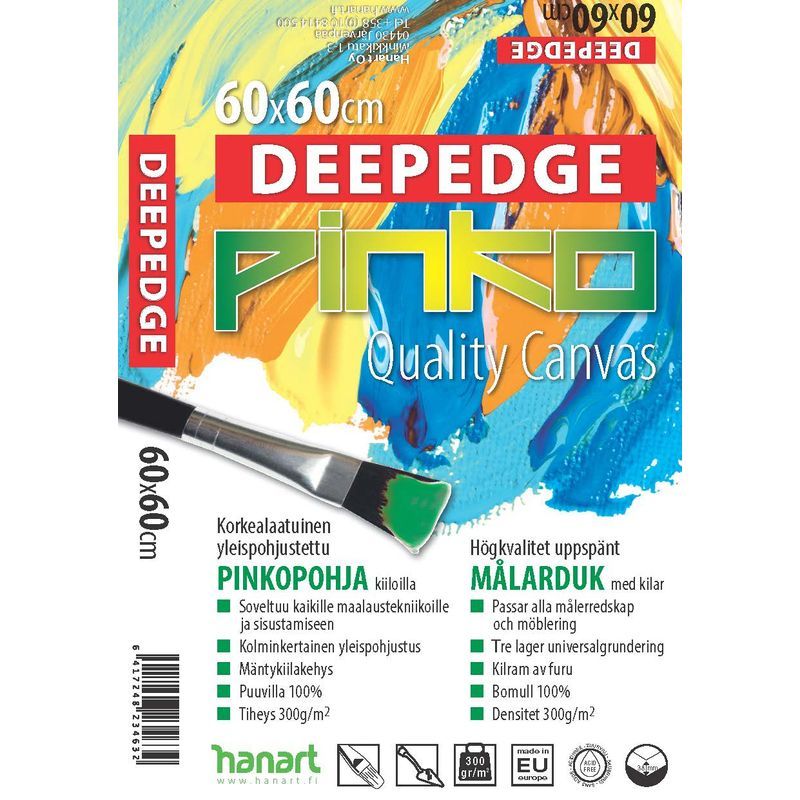 PINKO DEEPEDGE 60x60cm Maalauspohja 38mm, 100% puuvilla 300g (102)