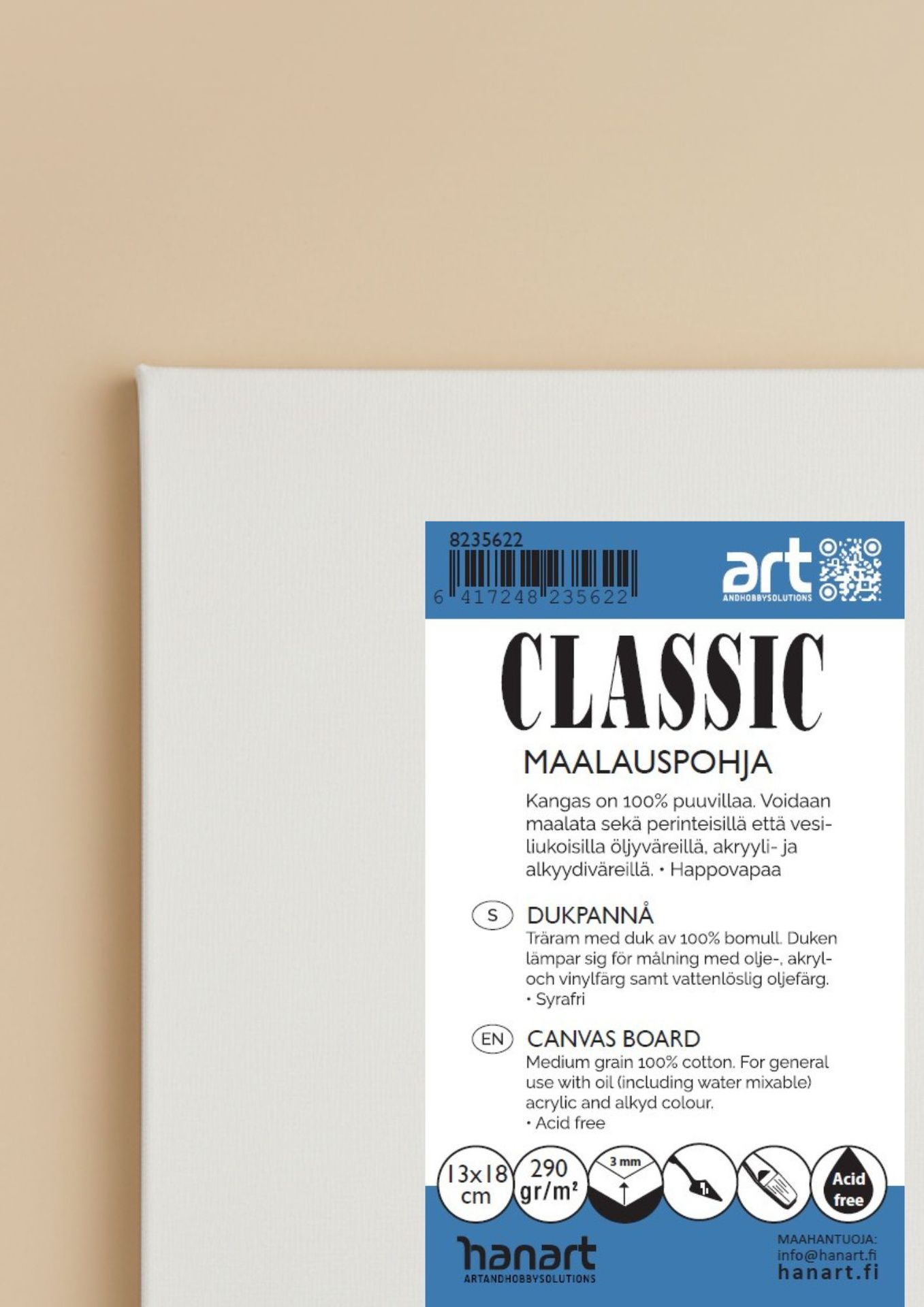 CLASSIC kangaspahvipohja 13x18cm 290g