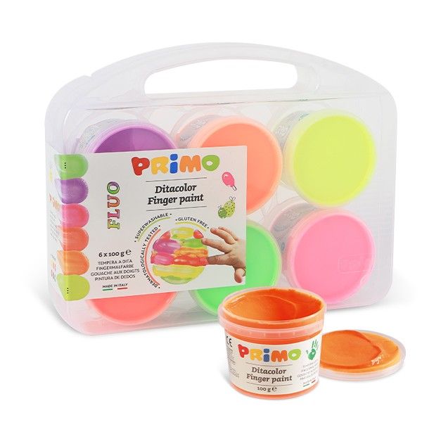 Primo sormivärit 6x100g neonvärit, muovisalkussa
