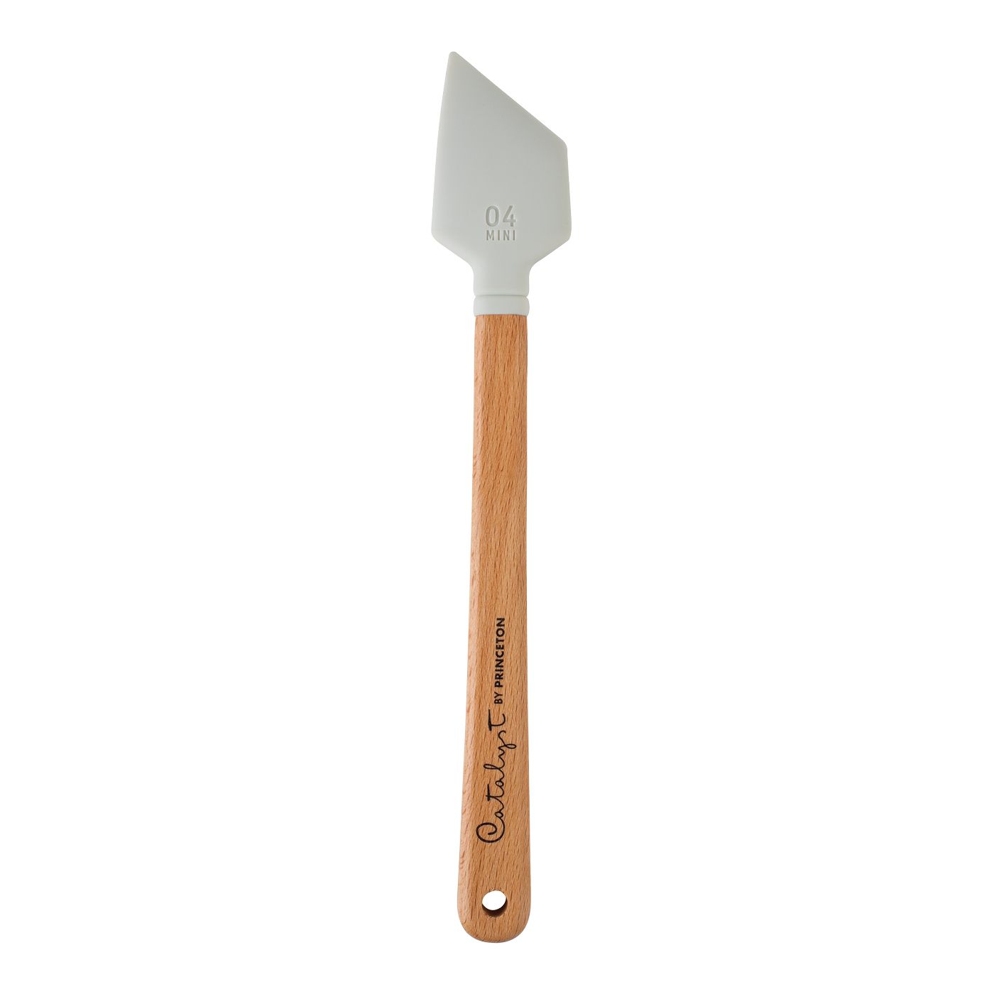 Princeton Mini Blade silikonisivellin No 4 Angle, lyhytvartinen, valkoinen/puuta