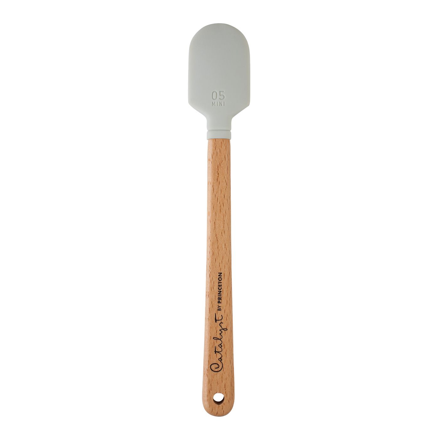 Princeton Mini Blade silikonisivellin No 5 Round, lyhytvartinen, valkoinen/puuta