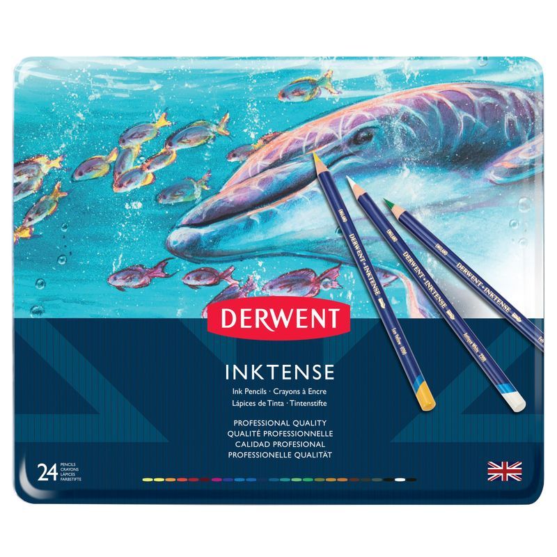 Derwent Inktense 24 mustevärikynälajitelma