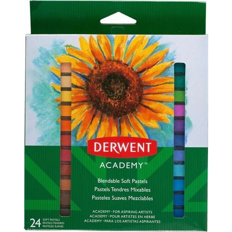 P. Derwent Academy Soft Pastels 24, Nelikulmainen, paksuus 9x9mm, pituus 65mm